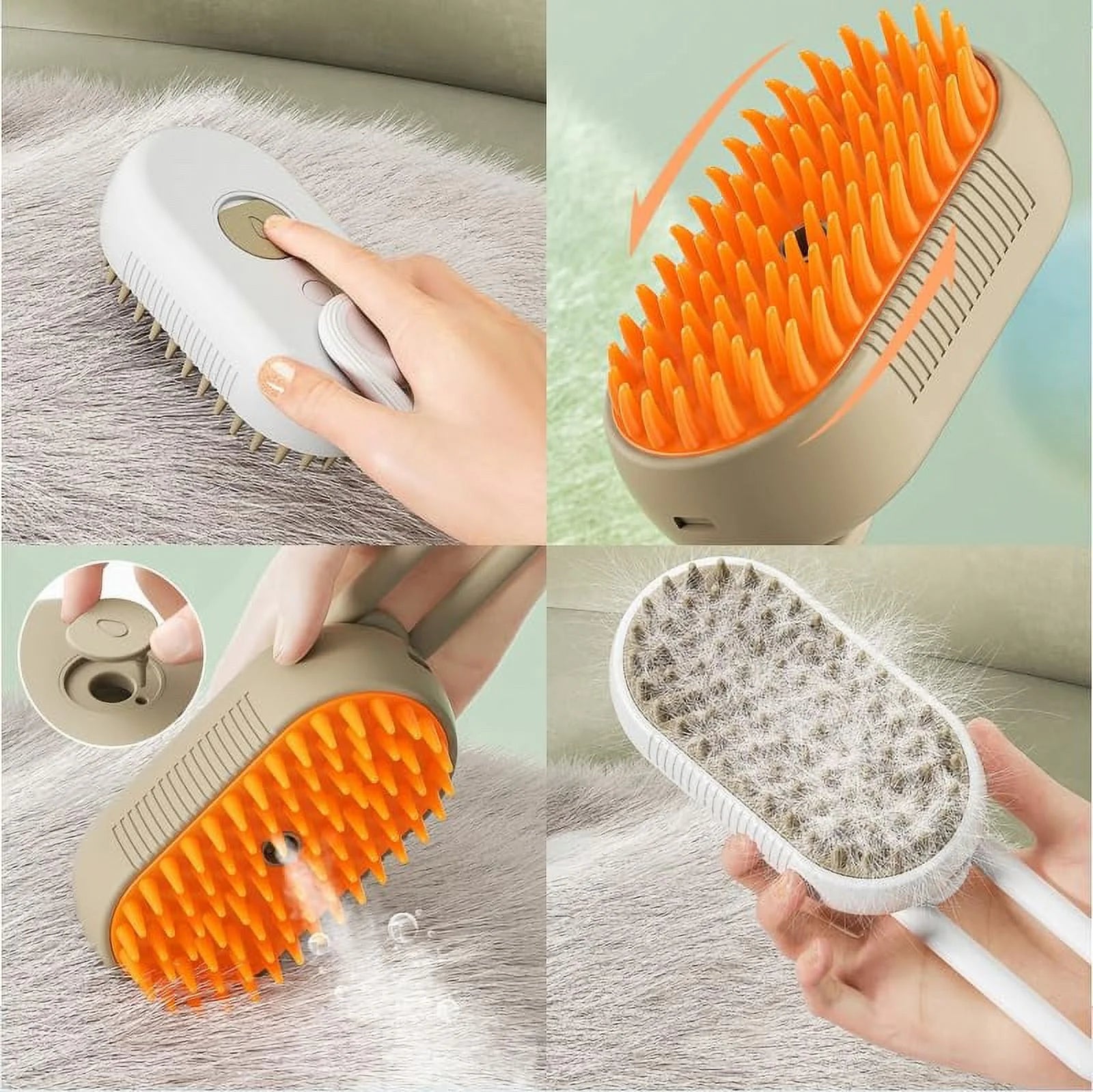 Cat Steam Brush, 3 in 1 Self Cleaning Cat Steamy Pet Brush Steamer Brush for Massage for Removing Tangled and Loosse Hair (Light Green)