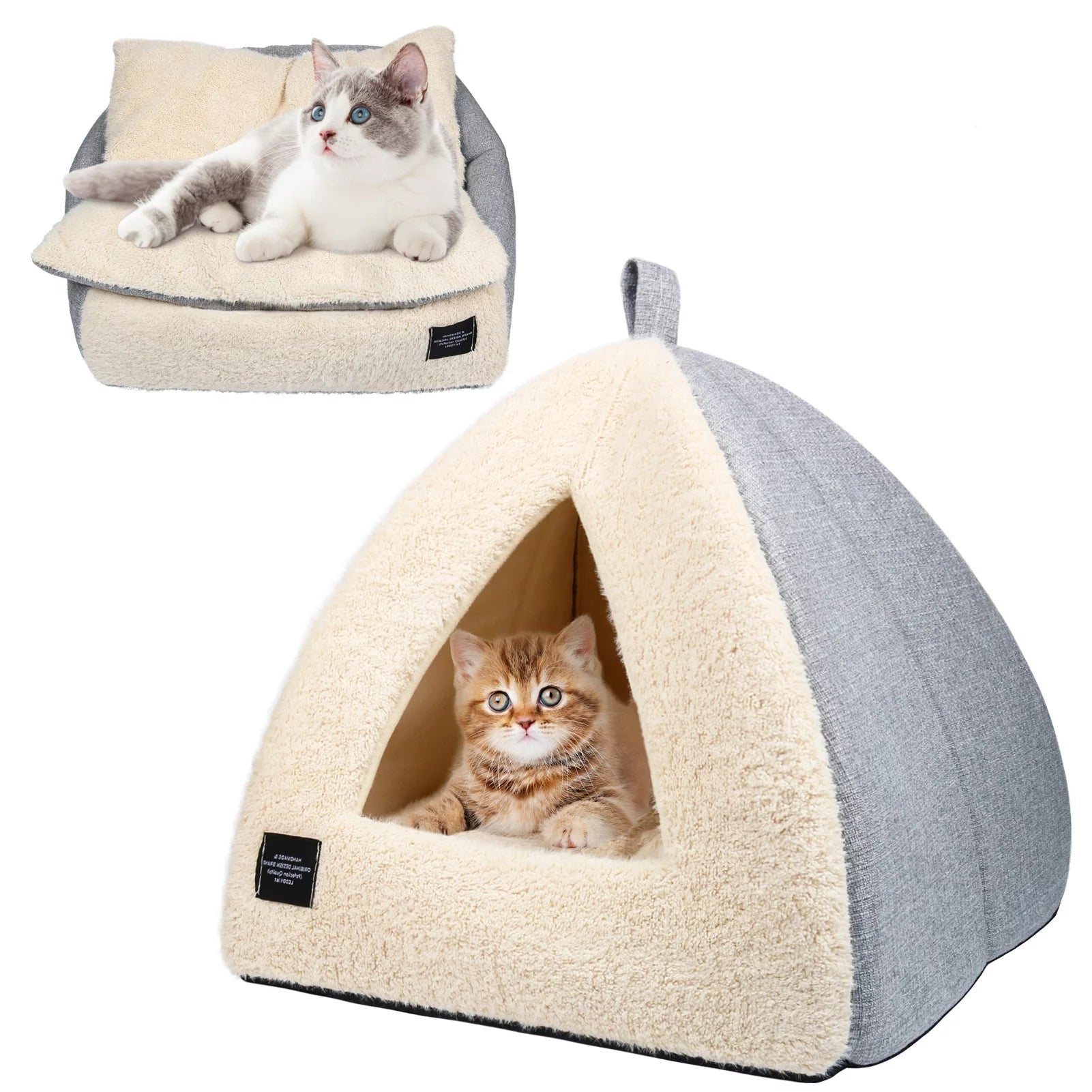 Cat Bed for Indoor Cats - Pet Cave Bed Cat Cave Bed Cat House Cat Tent with Removable Washable Cushioned Pillow, Soft and Self Warming Kitten Beds & Furniture, Pet Bed